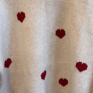 Cream Heart-Patterned Women's Sweater